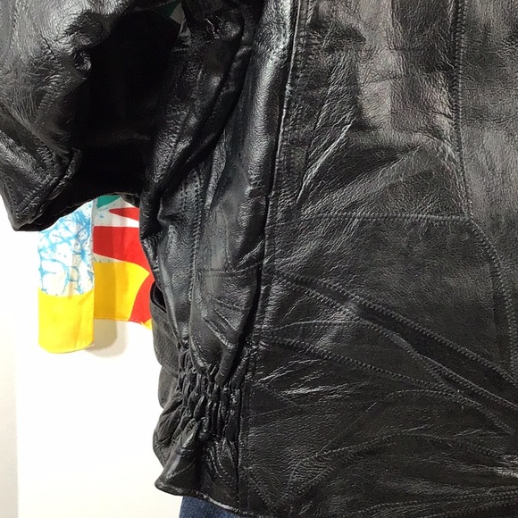 Black leather embroidered moto jacket NWT - Picture 5 of 15